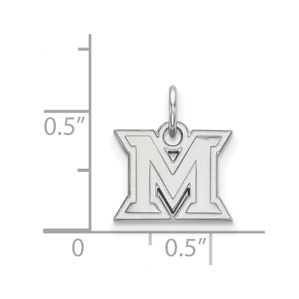 Sterling Silver Rhodium-plated Miami University XS Pendant