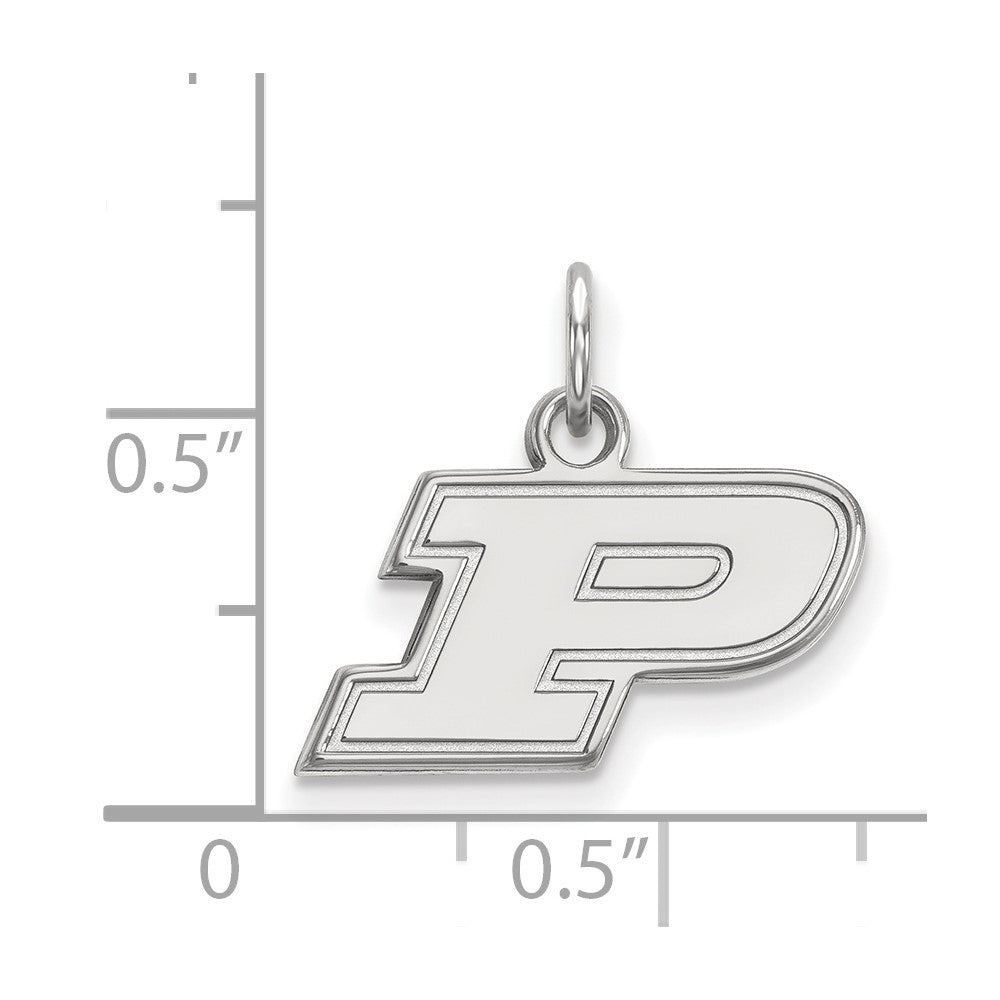 Sterling Silver Rhodium-plated Purdue Univ. XS Pendant