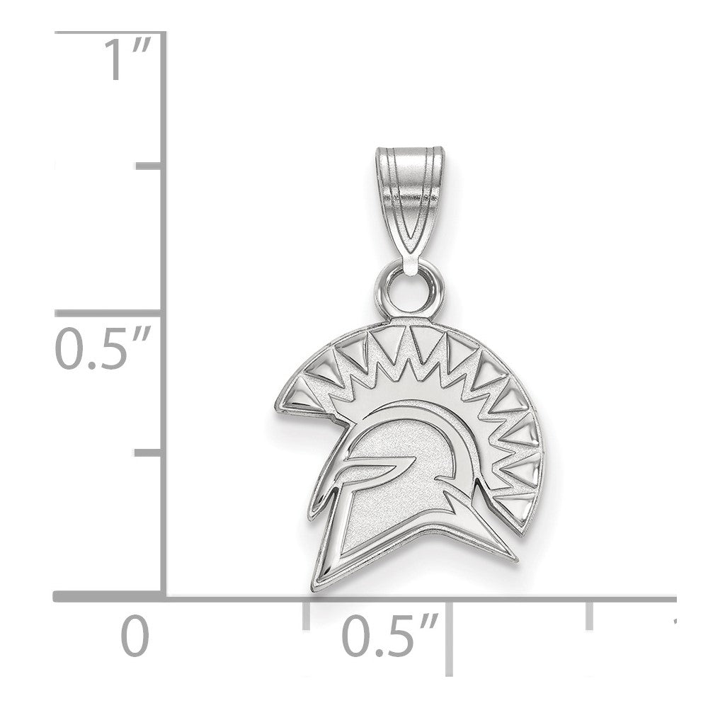 Sterling Silver Rhodium-plated San Jose State U. Small Pendant