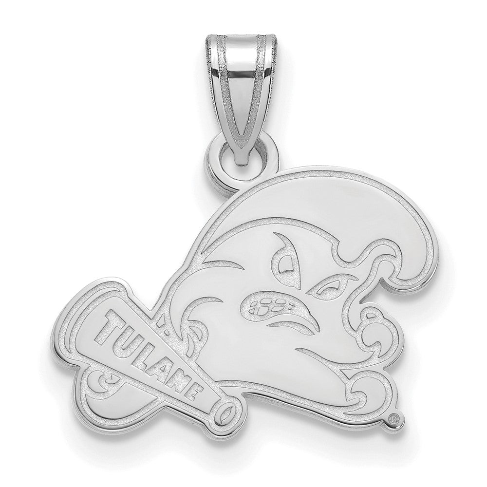 Sterling Silver Rhodium-plated Tulane University Small Pendant