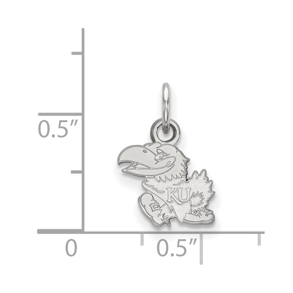 Sterling Silver Rhodium-plated University of Kansas XS Pendant