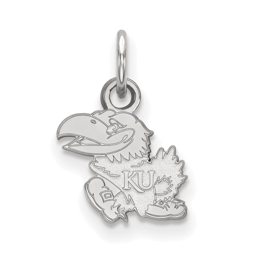 Sterling Silver Rhodium-plated University of Kansas XS Pendant