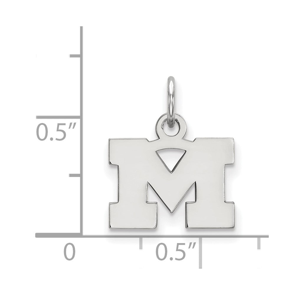 Sterling Silver Rhodium-plated University of Michigan XS Pendant