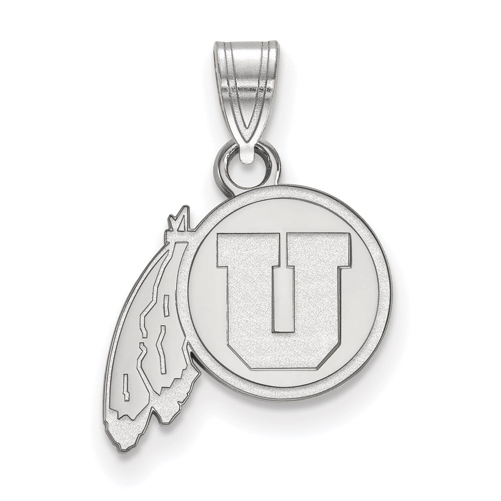 Sterling Silver Rhodium-plated University of Utah Small Pendant