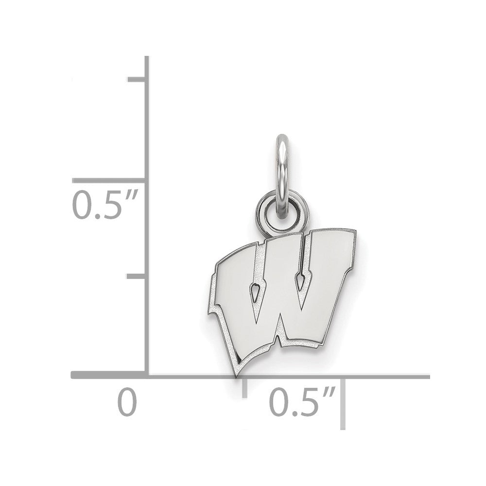 Sterling Silver Rhodium-plated University of Wisconsin XS Pendant