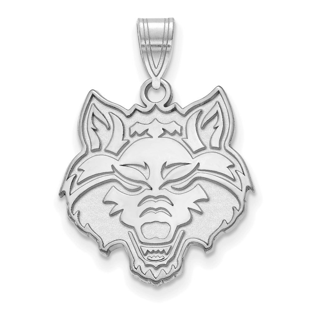 Sterling Silver Rhodium-plated Arkansas State University Large Pendant