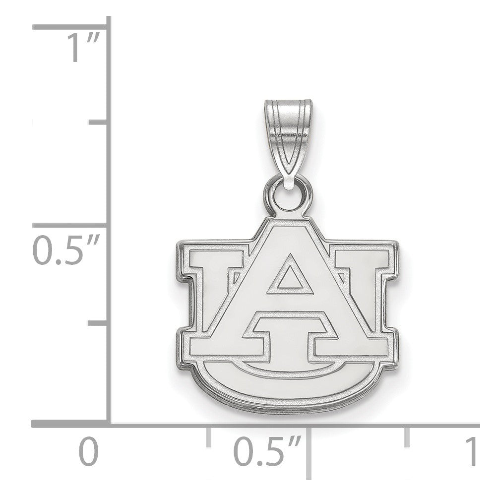 Sterling Silver Rhodium-plated Auburn University A-U Small Pendant