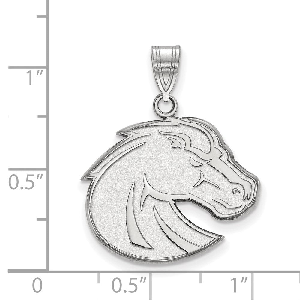 Sterling Silver Rhodium-plated Boise State University Large Pendant