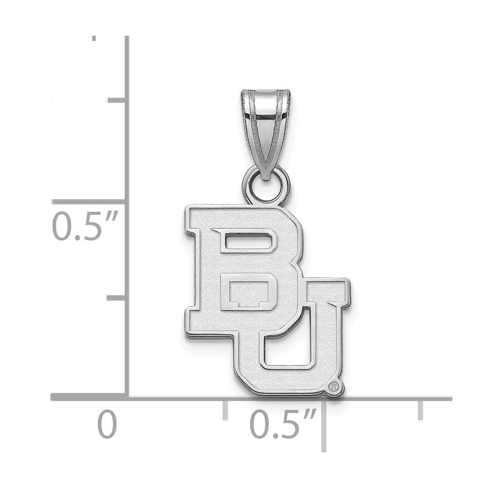 Sterling Silver Rhodium-plated Baylor University Small Pendant