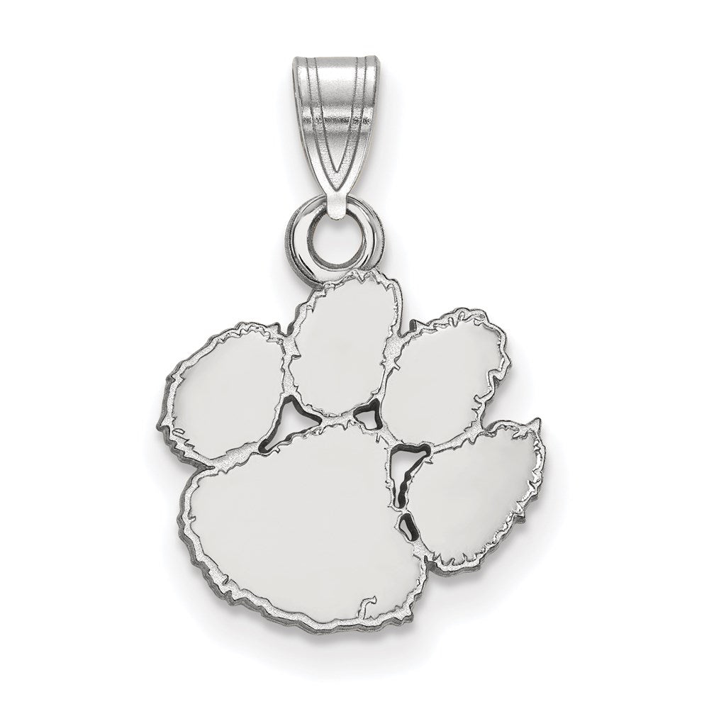 Sterling Silver Rhodium-plated Clemson University Small Pendant