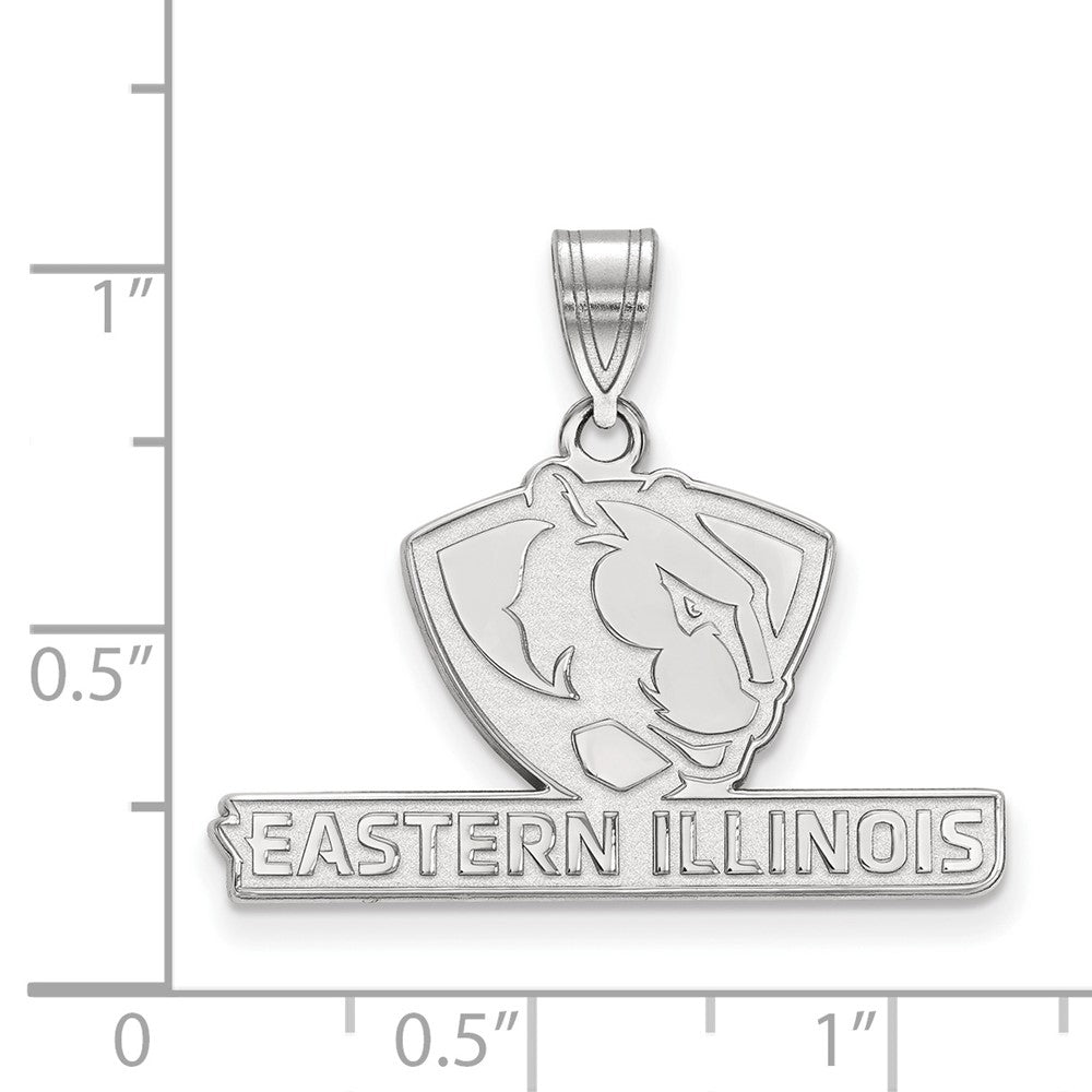 Sterling Silver Rhodium-plated Eastern Illinois Univ. Medium Pendant