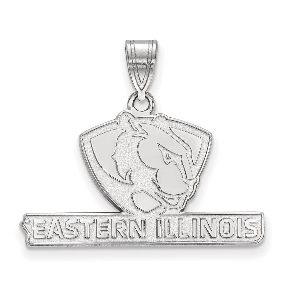 Sterling Silver Rhodium-plated Eastern Illinois Univ. Medium Pendant