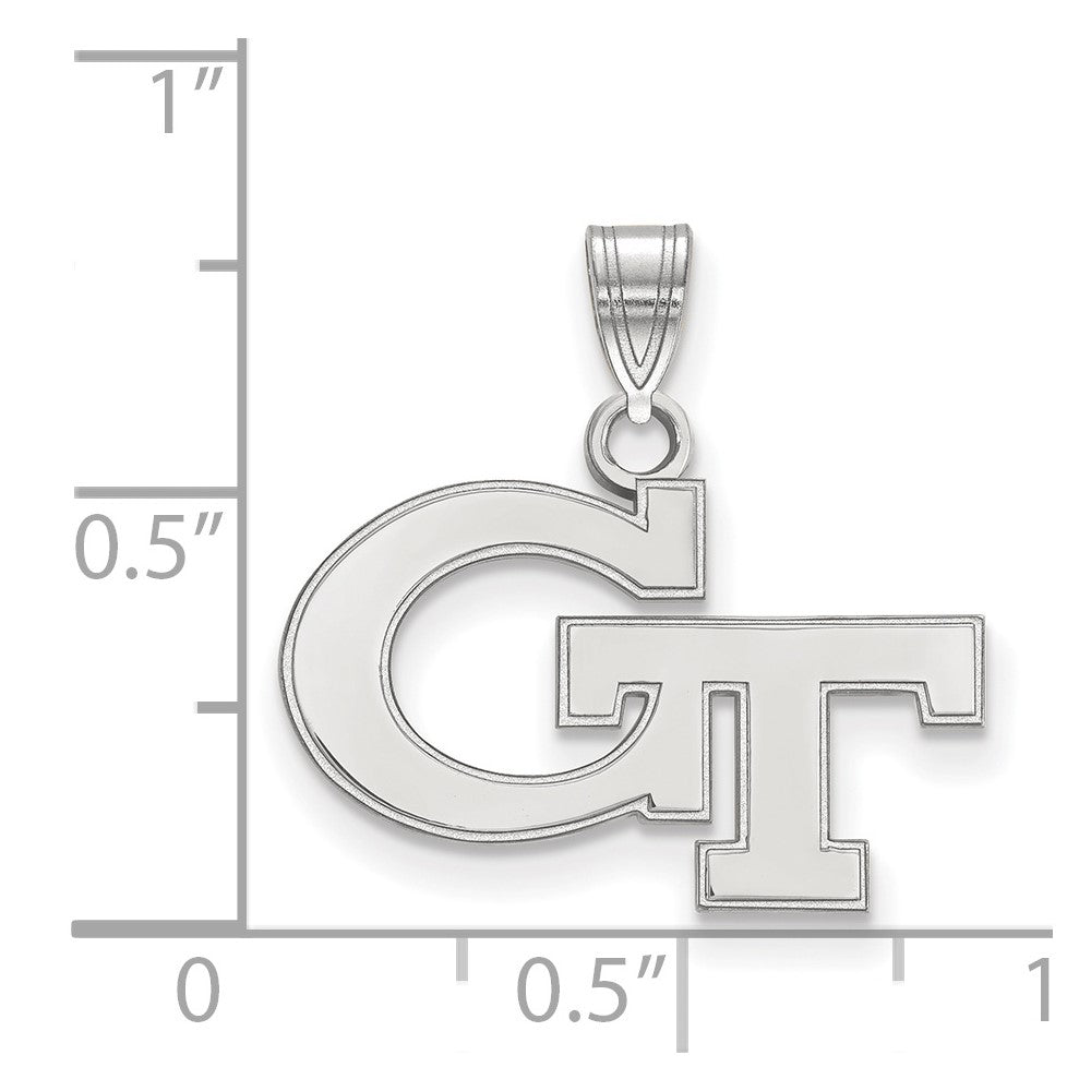 Sterling Silver Rhodium-plated Georgia Tech Small Pendant