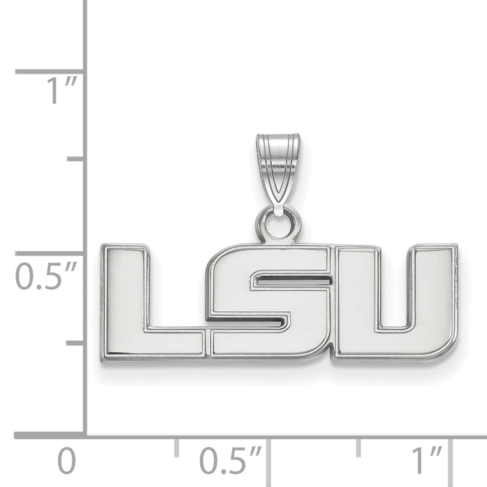 Sterling Silver Rhodium-plated Louisiana State University Small Pendant