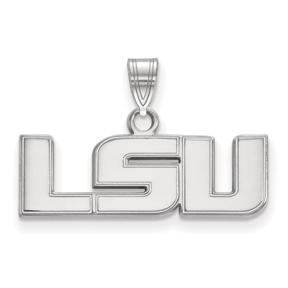 Sterling Silver Rhodium-plated Louisiana State University Small Pendant