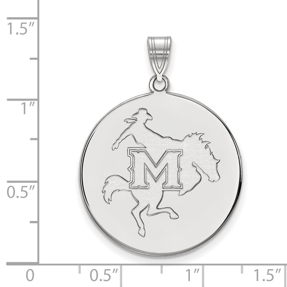 Sterling Silver Rhodium-plated McNeese State U. XL Disc Pendant
