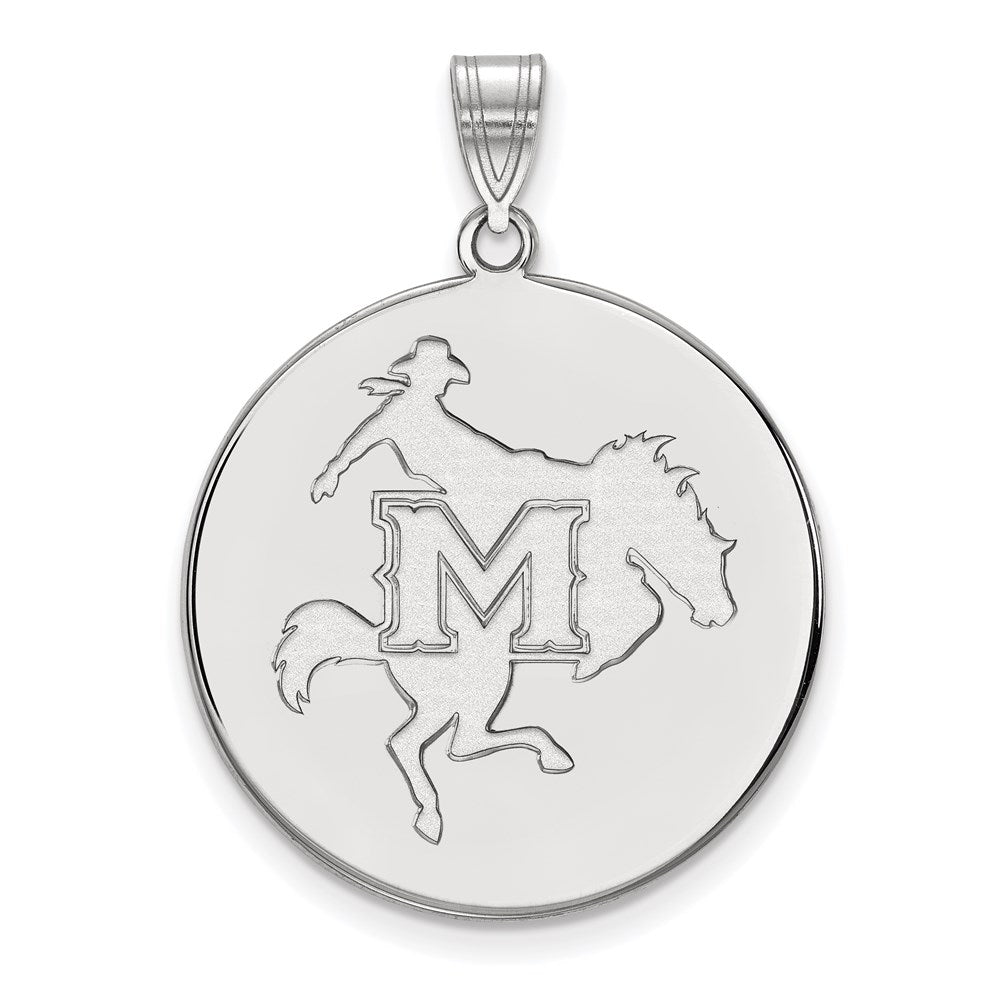 Sterling Silver Rhodium-plated McNeese State U. XL Disc Pendant