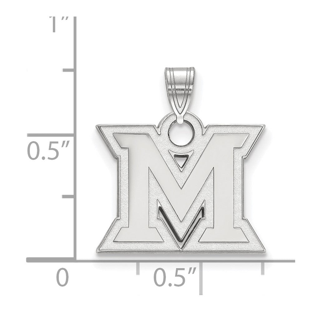 Sterling Silver Rhodium-plated Miami University Small Pendant