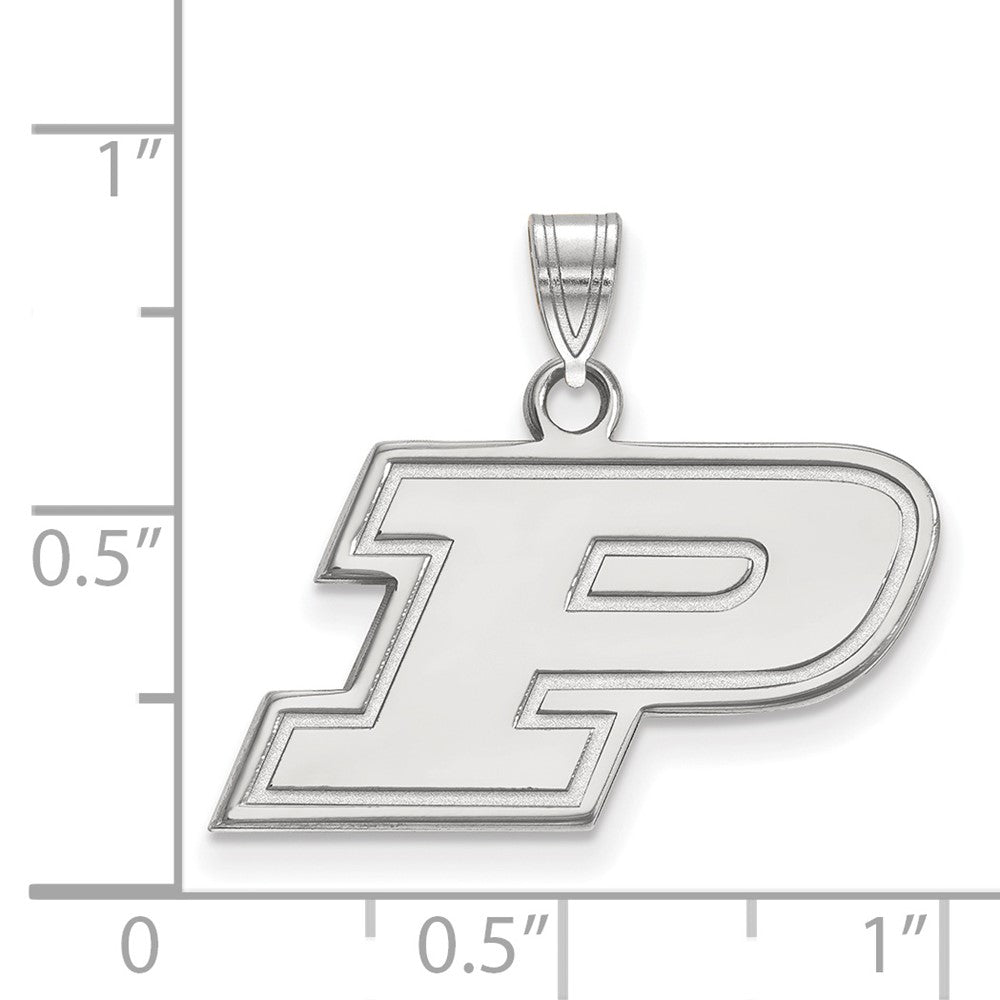 Sterling Silver Rhodium-plated Purdue Univ. Small Pendant