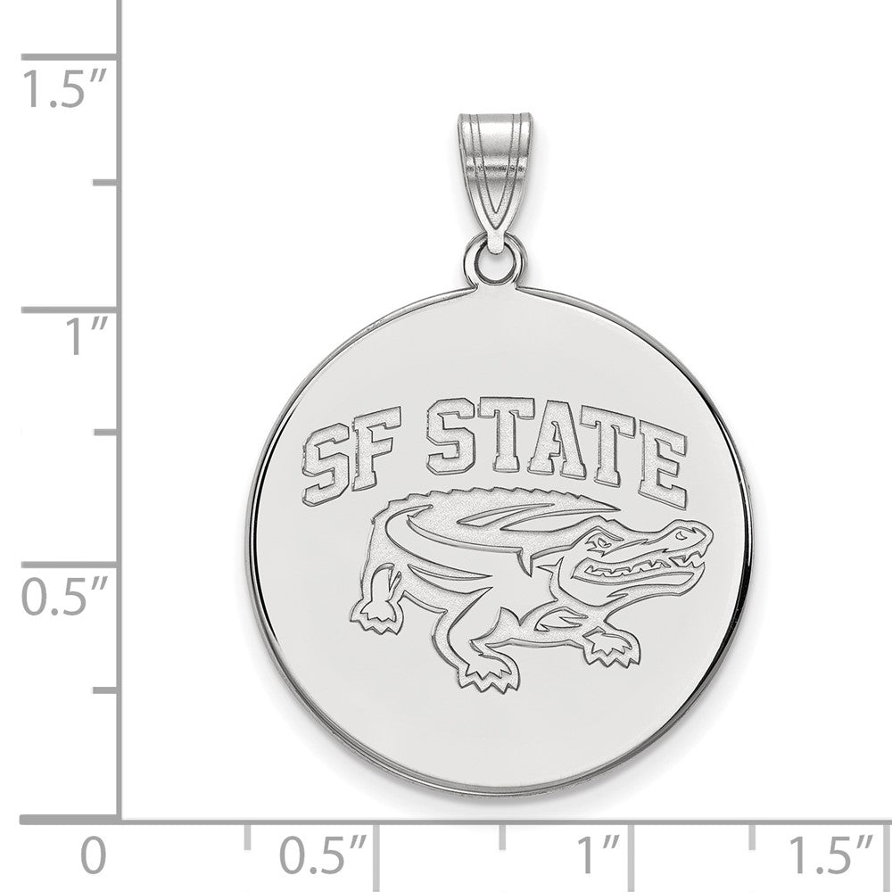 Sterling Silver Rhodium-plated San Francisco State Univ. XL Disc Pendant