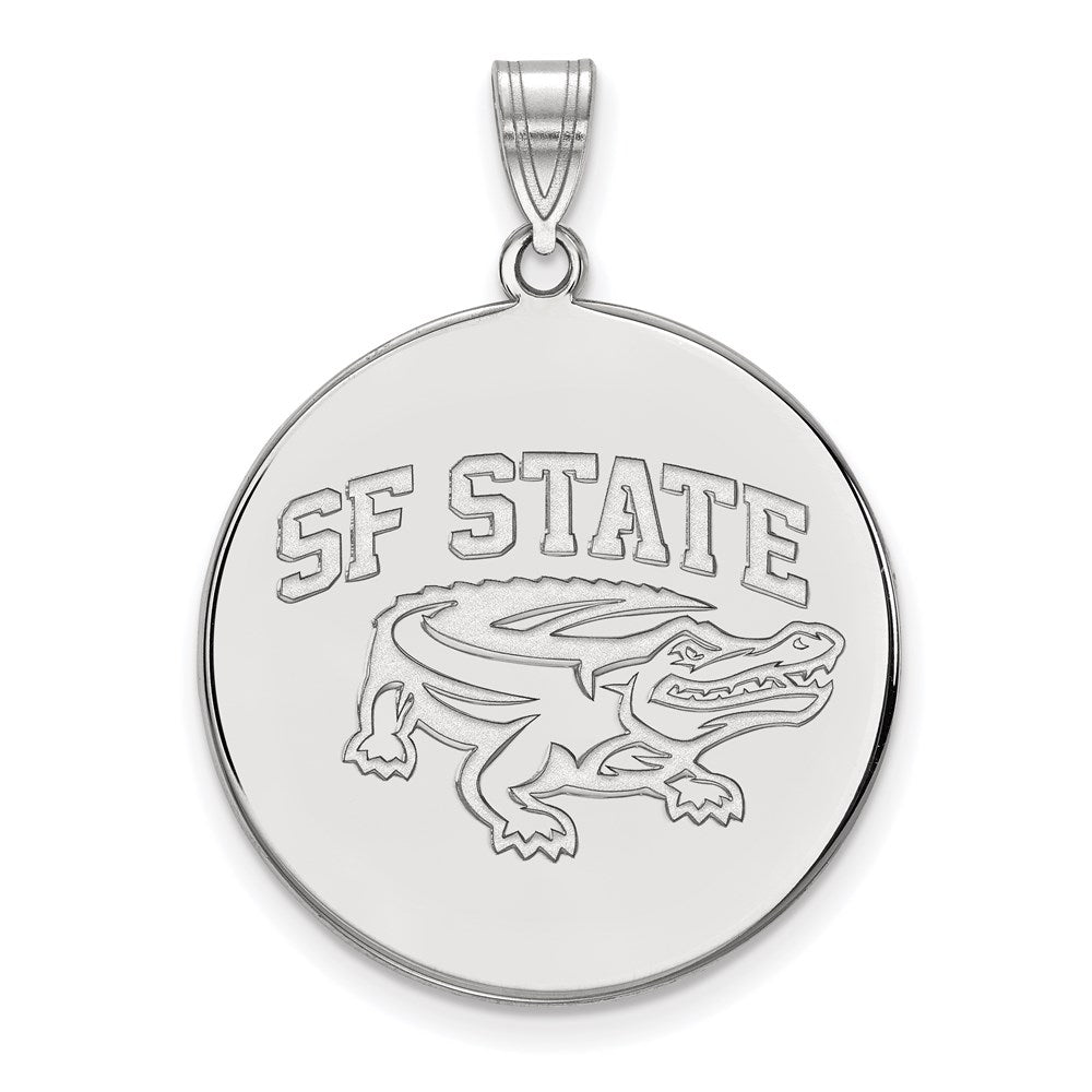 Sterling Silver Rhodium-plated San Francisco State Univ. XL Disc Pendant