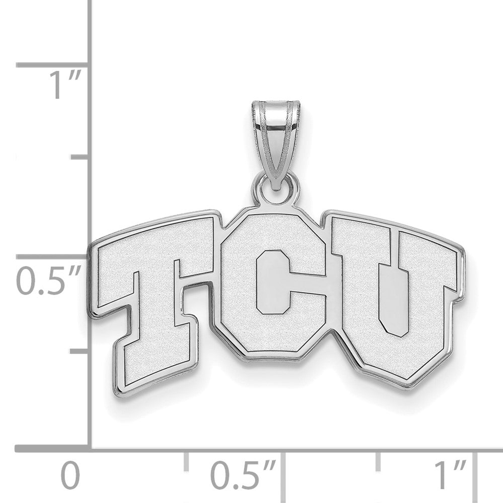 Sterling Silver Rhodium-plated Texas Christian University Small Pendant