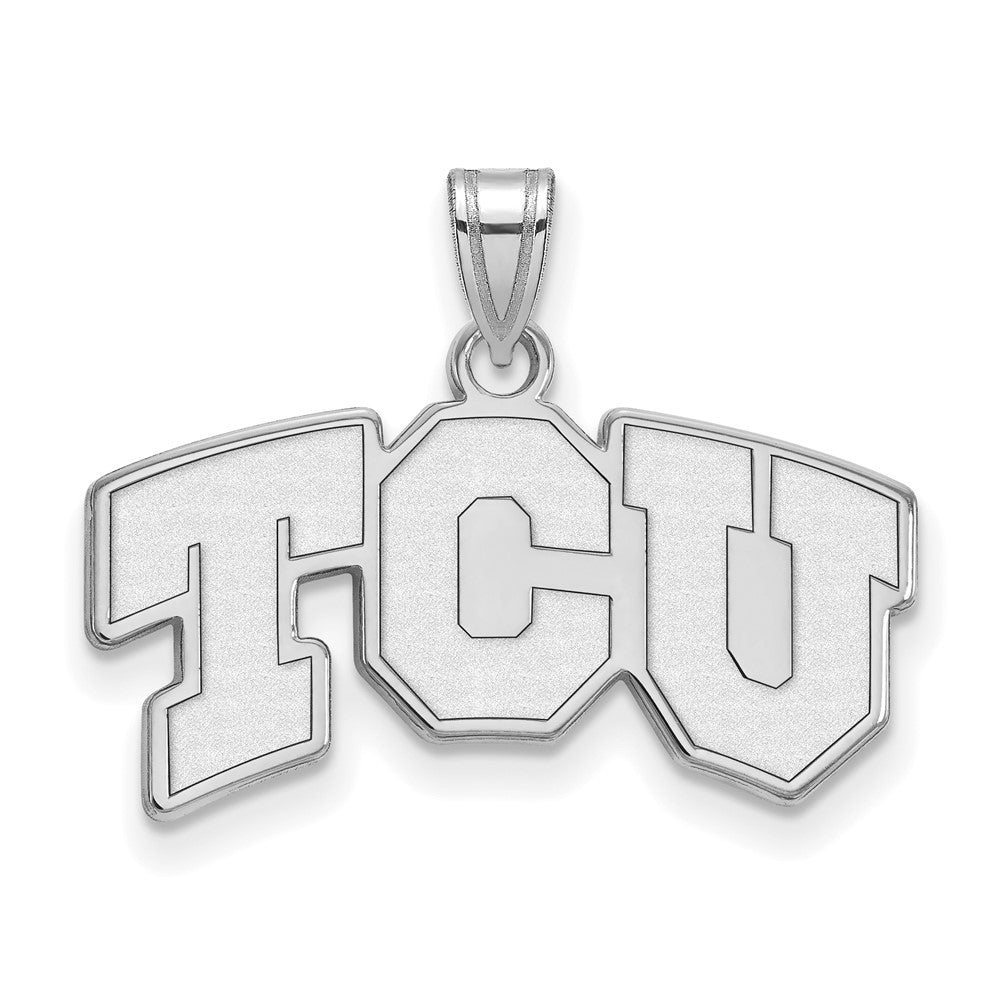 Sterling Silver Rhodium-plated Texas Christian University Small Pendant