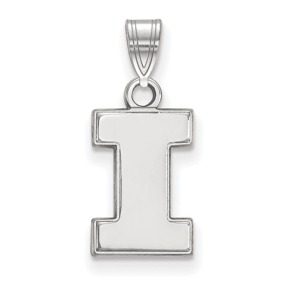 Sterling Silver Rhodium-plated University of Illinois Small Pendant