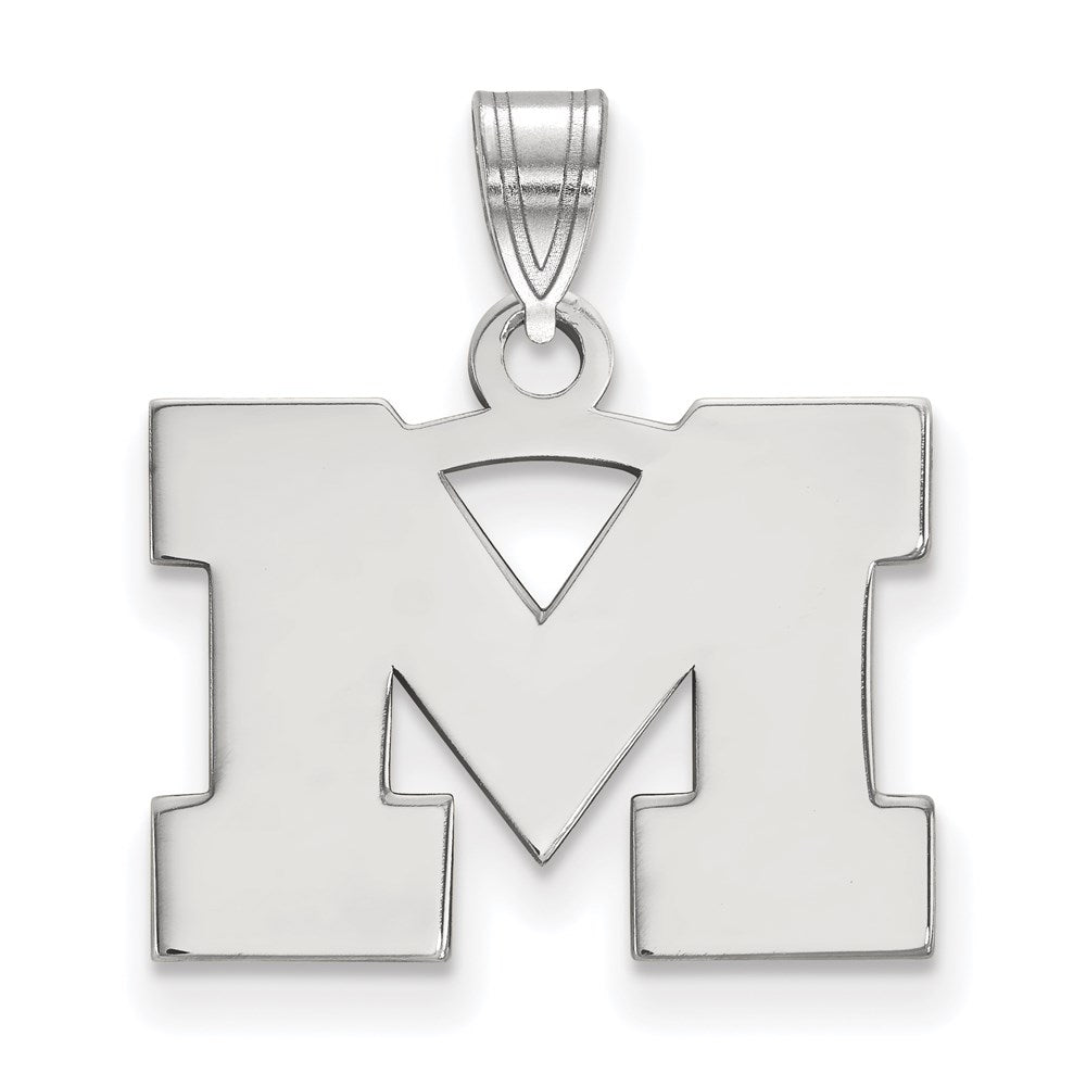 Sterling Silver Rhodium-plated University of Michigan Small Pendant