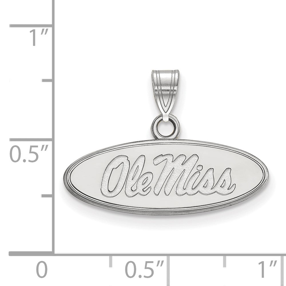 Sterling Silver Rhodium-plated University of Mississippi Small Pendant