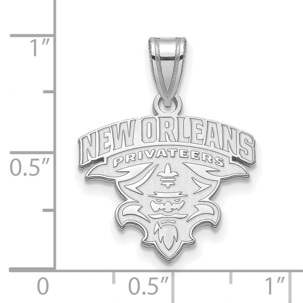 Sterling Silver Rhodium-plated U. of New Orleans Medium Pendant
