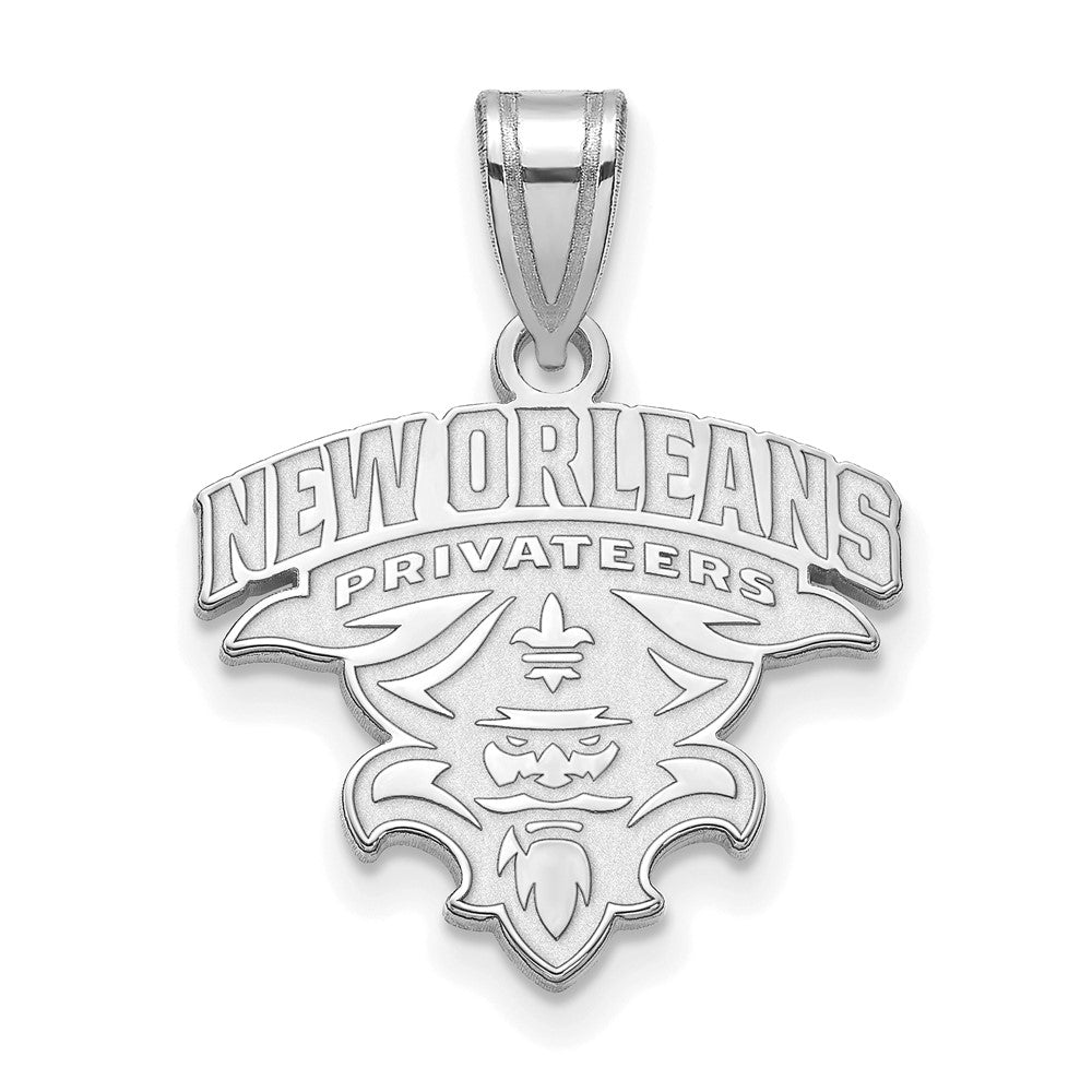 Sterling Silver Rhodium-plated U. of New Orleans Medium Pendant