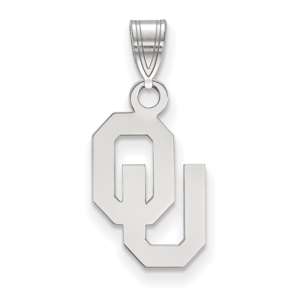 Sterling Silver Rhodium-plated University of Oklahoma Small Pendant