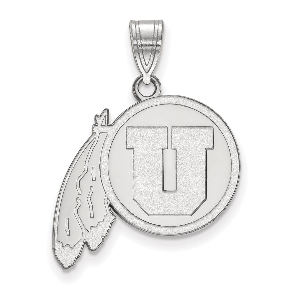 Sterling Silver Rhodium-plated University of Utah Large Pendant