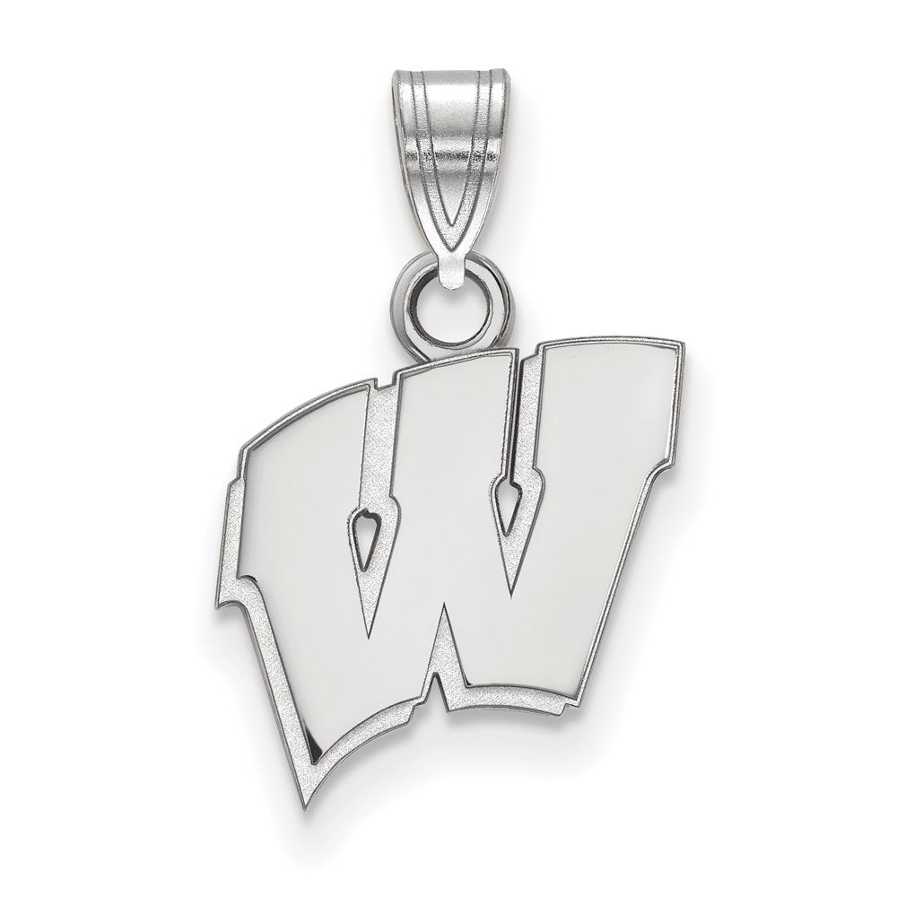 Sterling Silver Rhodium-plated University of Wisconsin Small Pendant