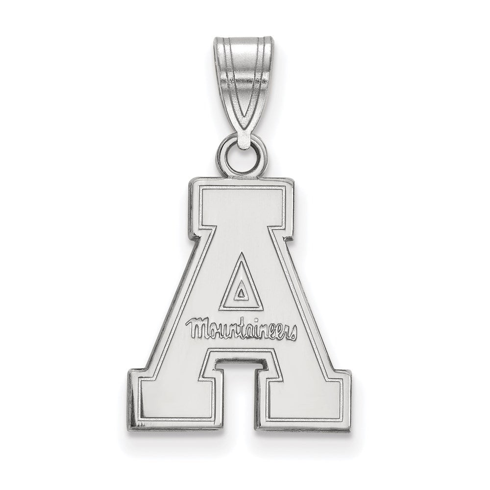 Sterling Silver Rhodium-plated Appalachian State U. Medium Pendant