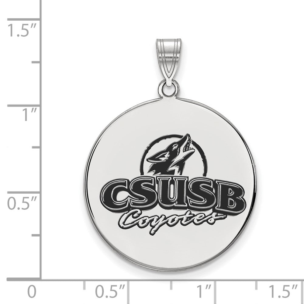 Sterling Silver Rhodium-plated Cal. State U San Bernardino Enam. Pendant