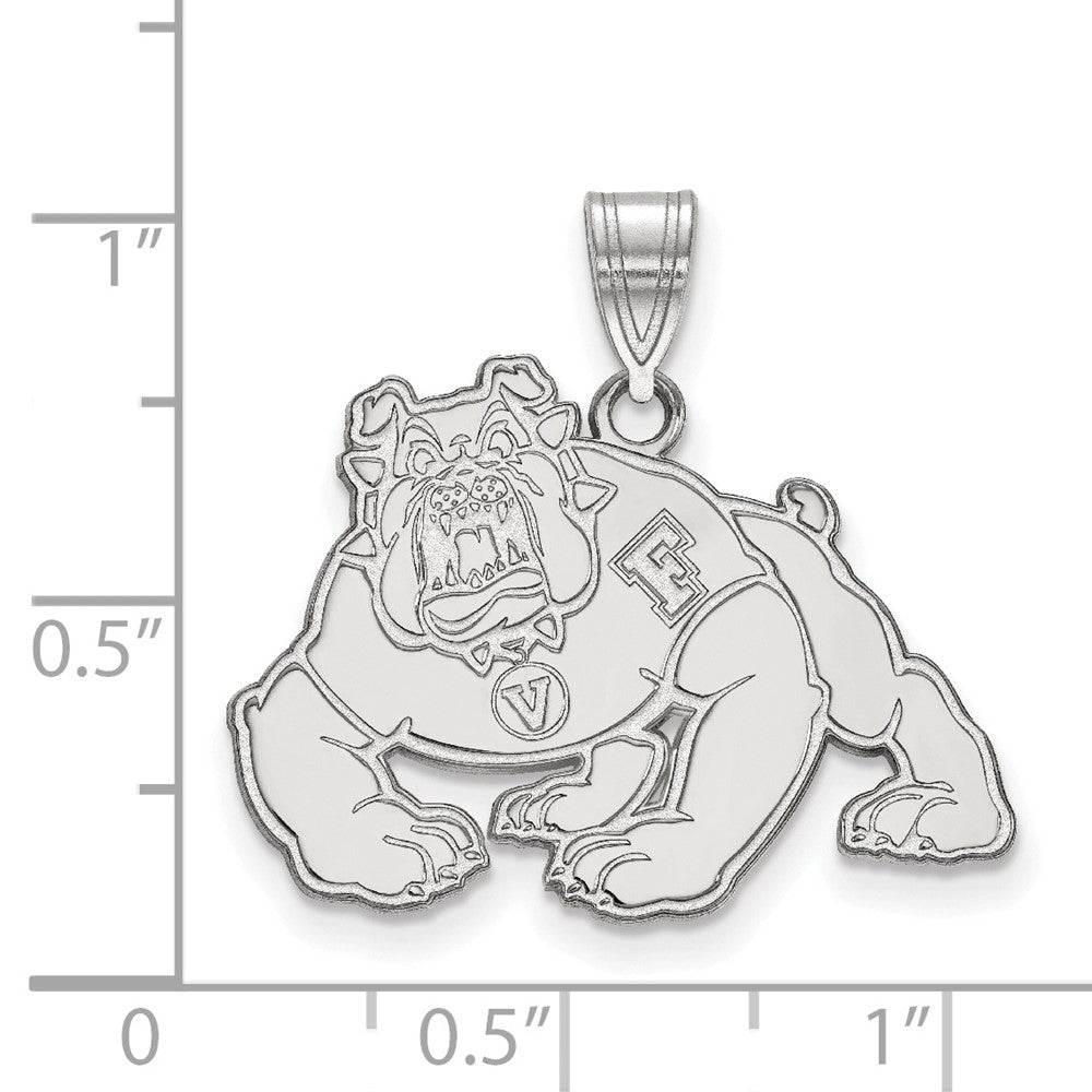 Sterling Silver Rhodium-plated California State U. Fresno Large Pendant