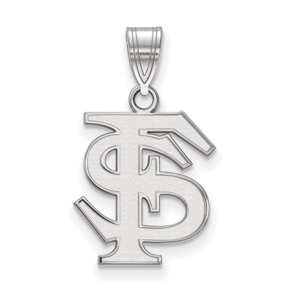 Sterling Silver Rhodium-plated Florida State Univ. Medium Pendant