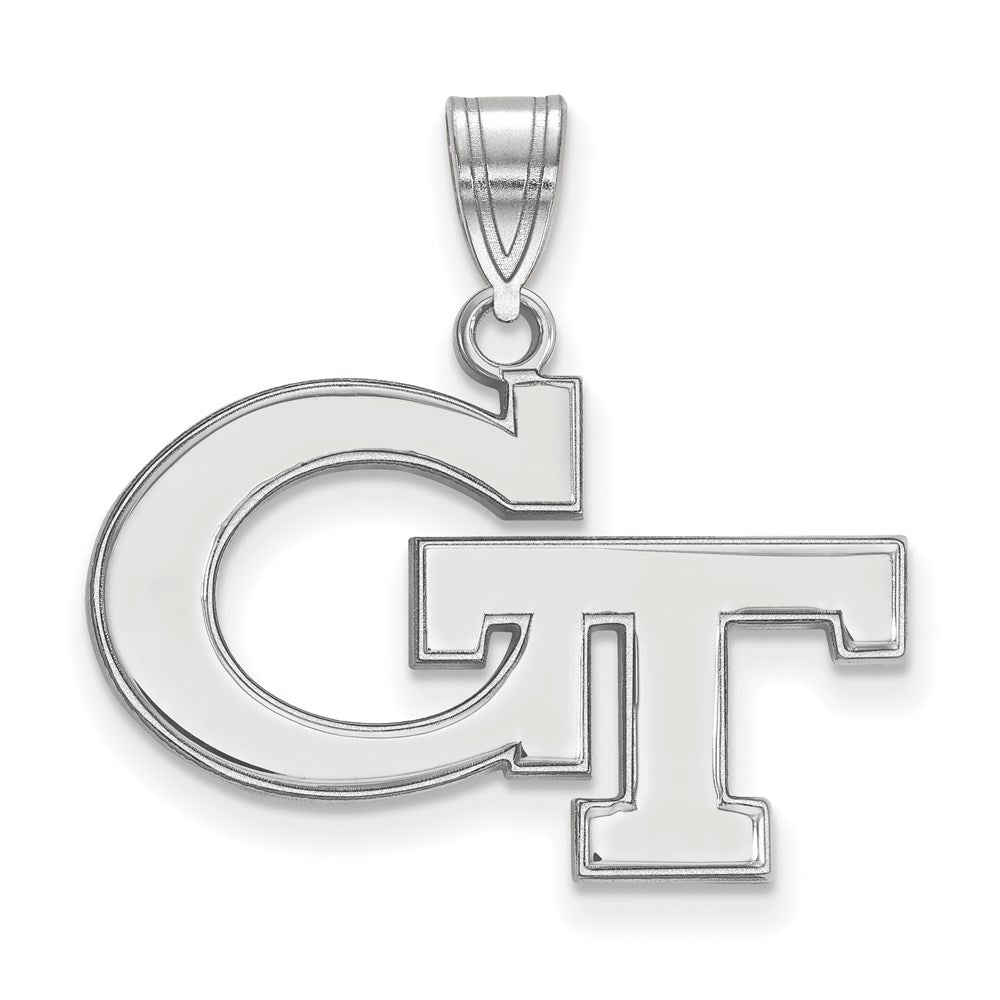 Sterling Silver Rhodium-plated Georgia Tech Medium Pendant