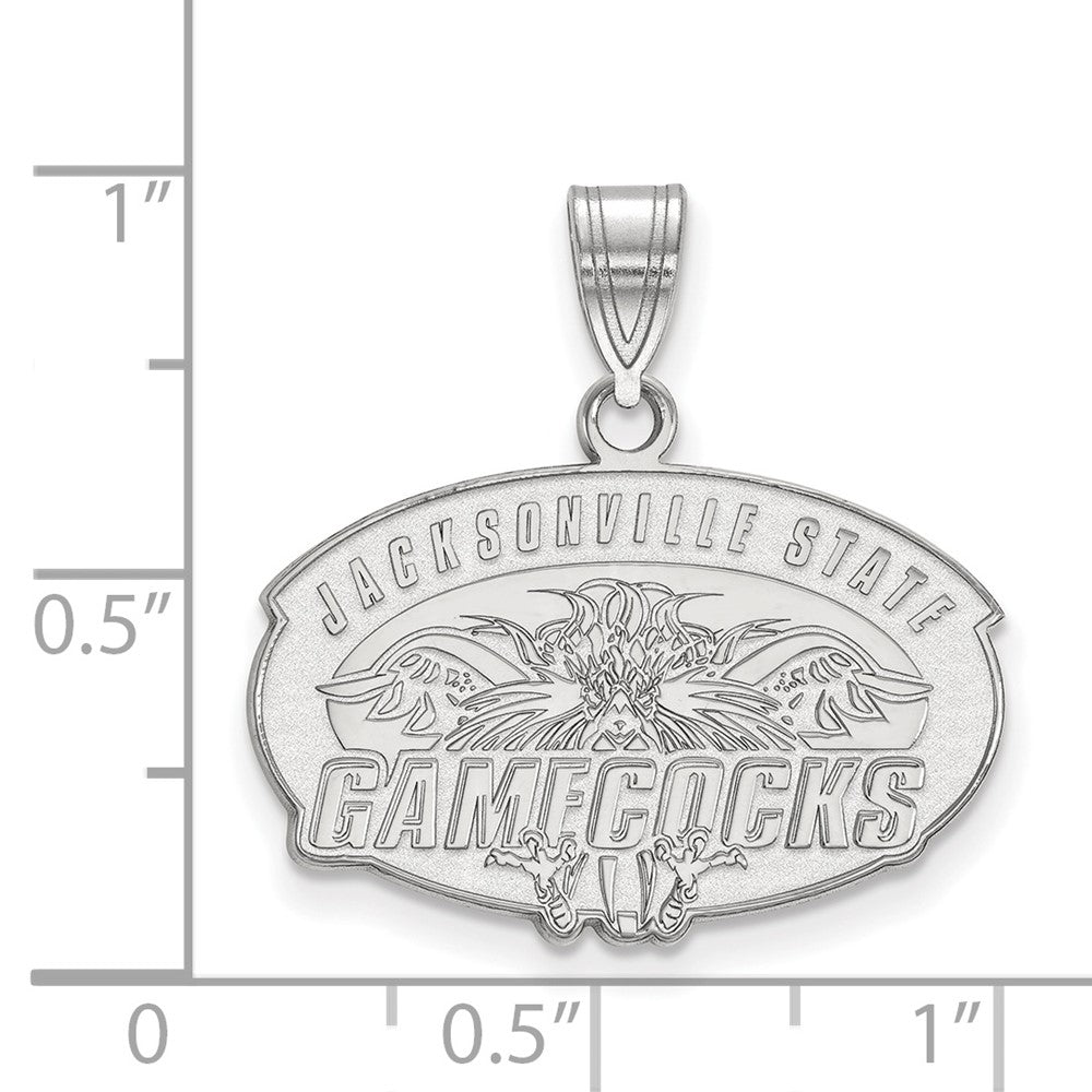 Sterling Silver Rhodium-plated Jacksonville State U. Medium Pendant