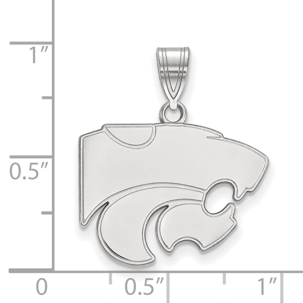 Sterling Silver Rhodium-plated Kansas State Univ. Medium Pendant