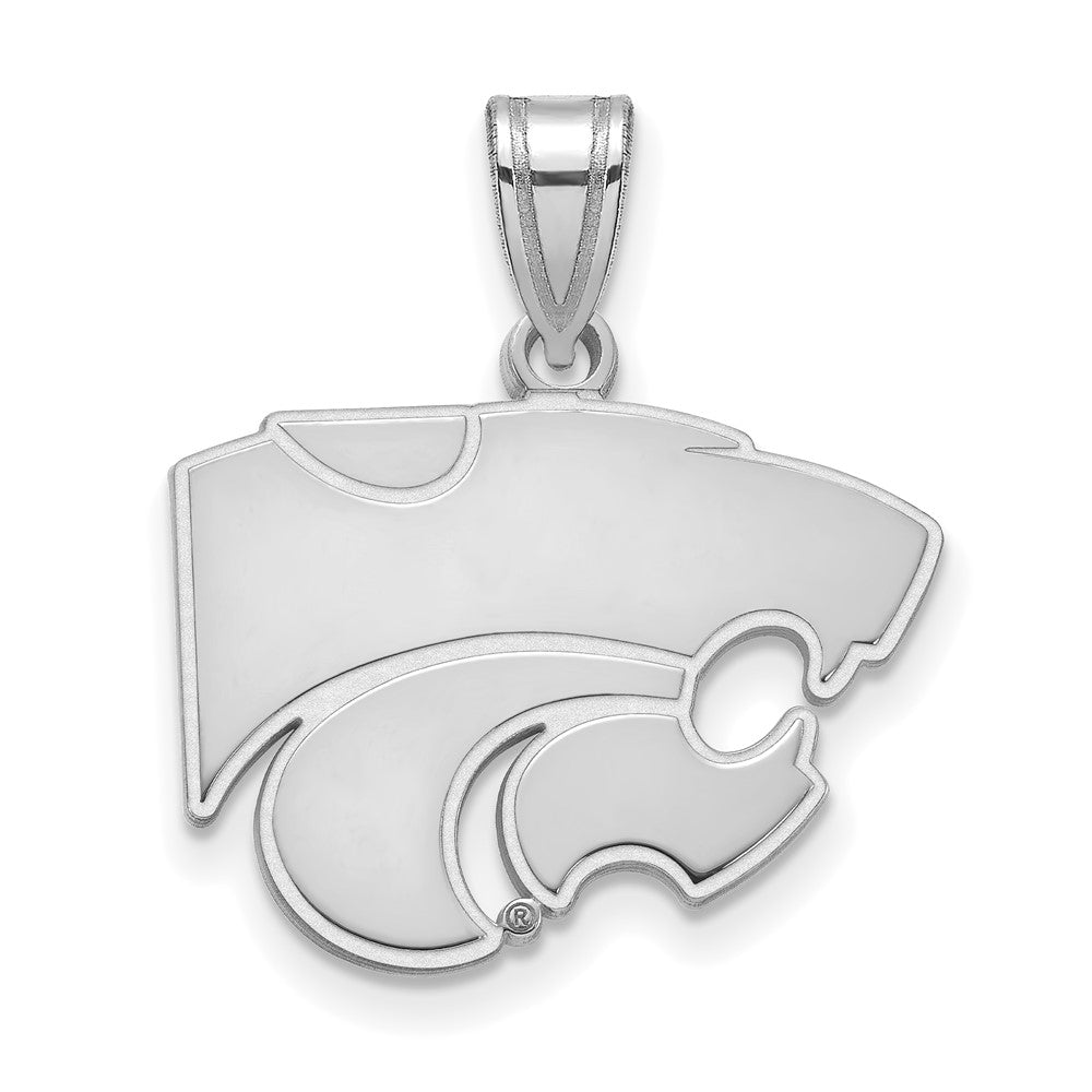 Sterling Silver Rhodium-plated Kansas State Univ. Medium Pendant