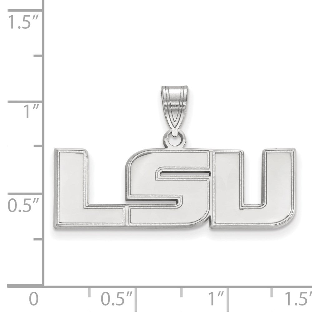 Sterling Silver Rhodium-plated Louisiana State U. Medium Pendant