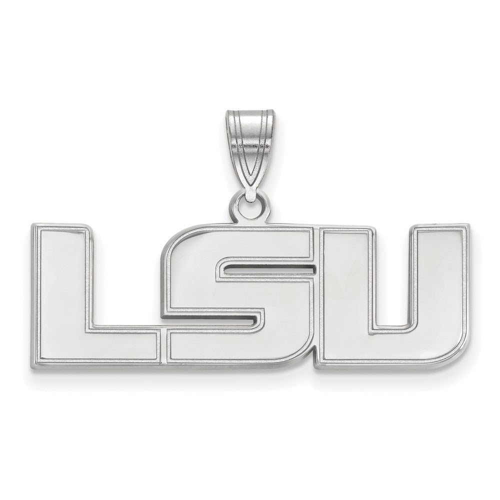 Sterling Silver Rhodium-plated Louisiana State U. Medium Pendant