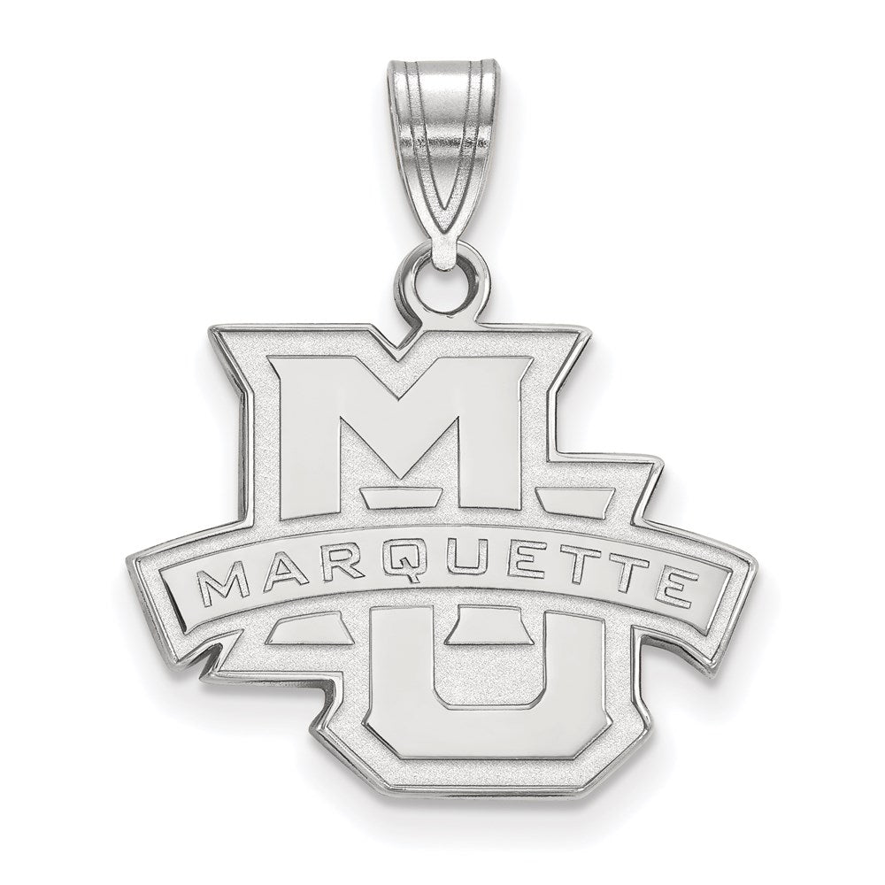 Sterling Silver Rhodium-plated Marquette University Medium Pendant