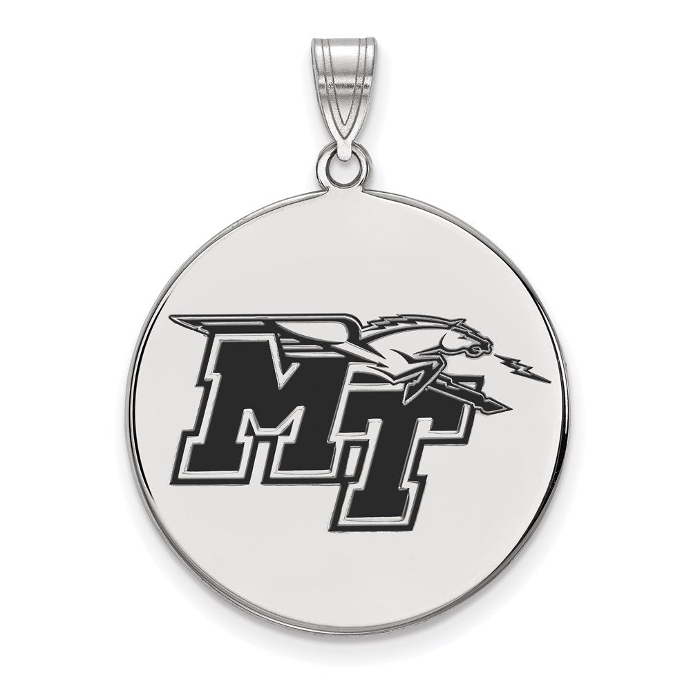 Sterling Silver Rhodium-plated Middle Tennessee State Enamel Pendant