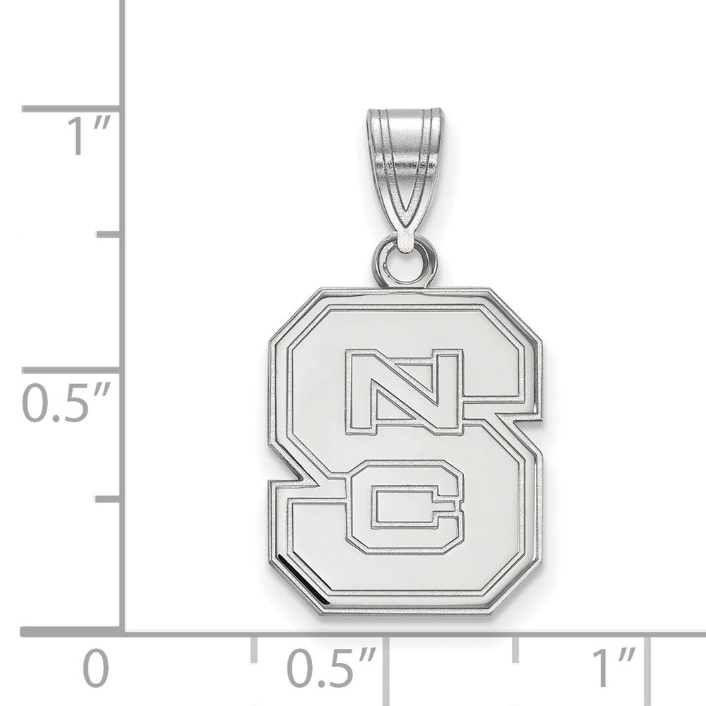 Sterling Silver Rhodium-plated North Carolina State U. Medium Pendant