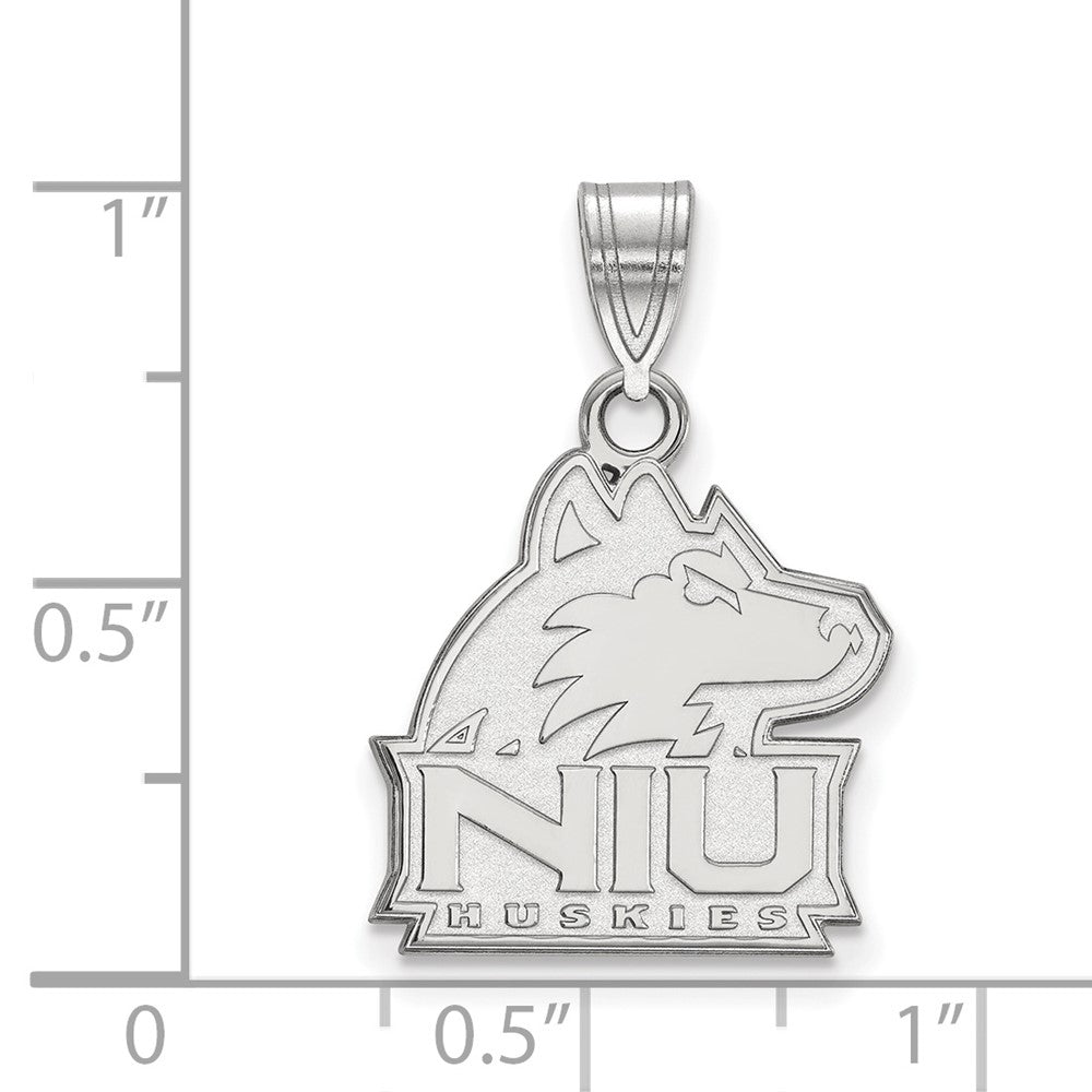 Sterling Silver Rhodium-plated Northern Illinois Univ. Medium Pendant
