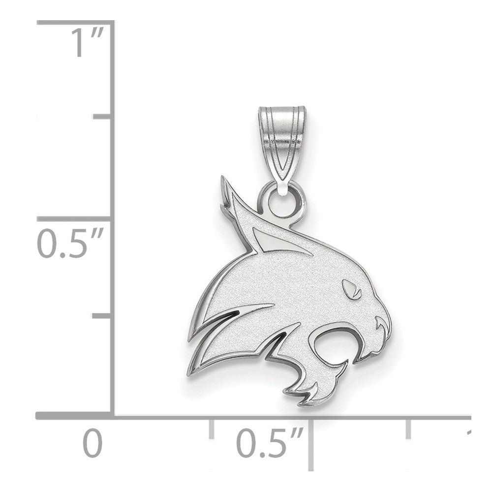 Sterling Silver Rhodium-plated Texas State University Medium Pendant